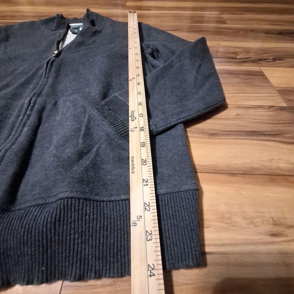 Lauren Ralph Lauren womens Medium gray full zip sweat jacket Heritage Old Money - Picture 7 of 8